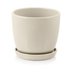 Donica z podstawką 24 cm kremowa