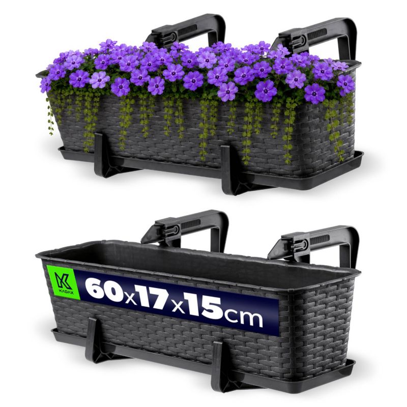 Doniczka Balkonowa KADAX Donica Podstawka 60cm Antracyt 1szt.