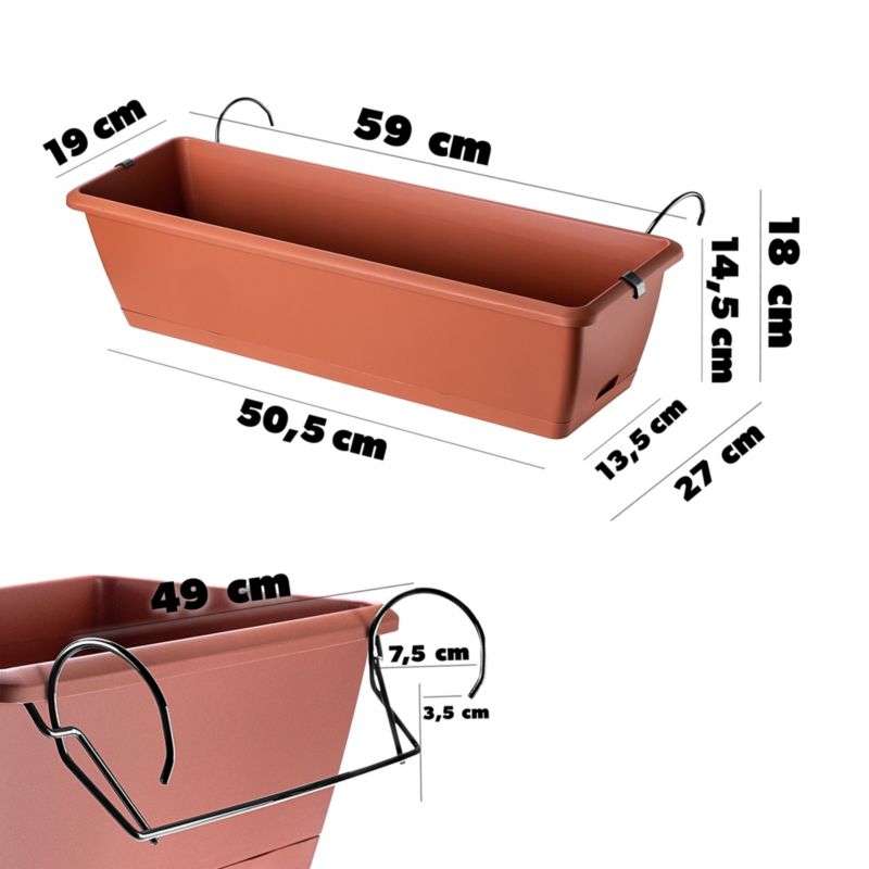 Doniczka Balkonowa KADAX Skrzynka 60cm Z Uchwytami 1szt.