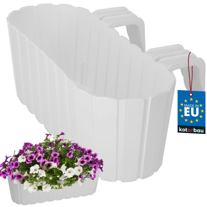 Doniczka balkonowa KOTARBAU z uchwytami plastikowa biała 40x15x15 cm 1 szt.