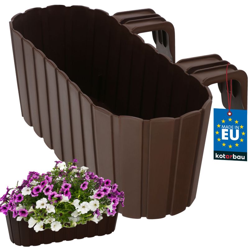 Doniczka balkonowa KOTARBAU z uchwytami plastikowa brązowa 40x15x15 cm 1 szt.