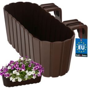 Doniczka balkonowa KOTARBAU z uchwytami plastikowa brązowa 40x15x15 cm 1 szt.