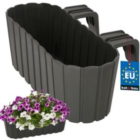 Doniczka balkonowa KOTARBAU z uchwytami plastikowa szara 40x15x15 cm 1 szt.