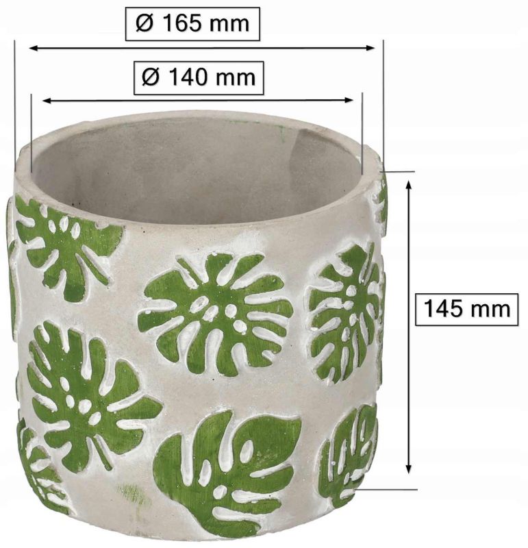 Doniczka betonowa KOTARBAU wzór liście 16 cm 1 szt.