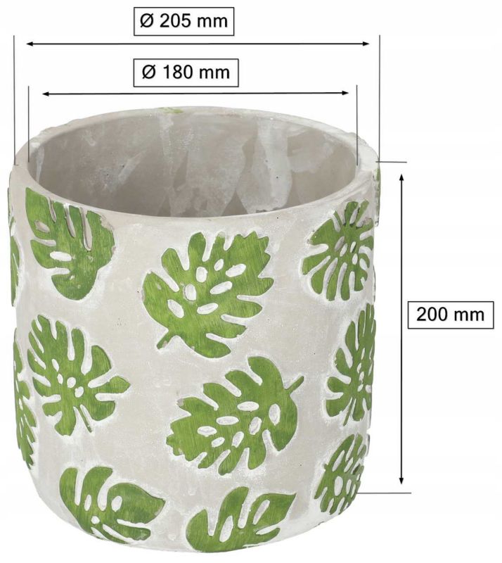 Doniczka betonowa KOTARBAU wzór liście 20 cm 1 szt.