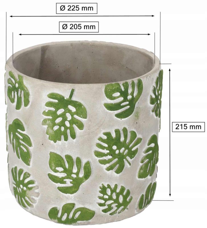 Doniczka betonowa KOTARBAU wzór liście 23 cm 1 szt.