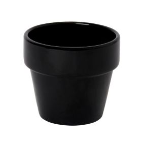 Doniczka ceramiczna C44 GoodHome ozdobna 9 cm czarna