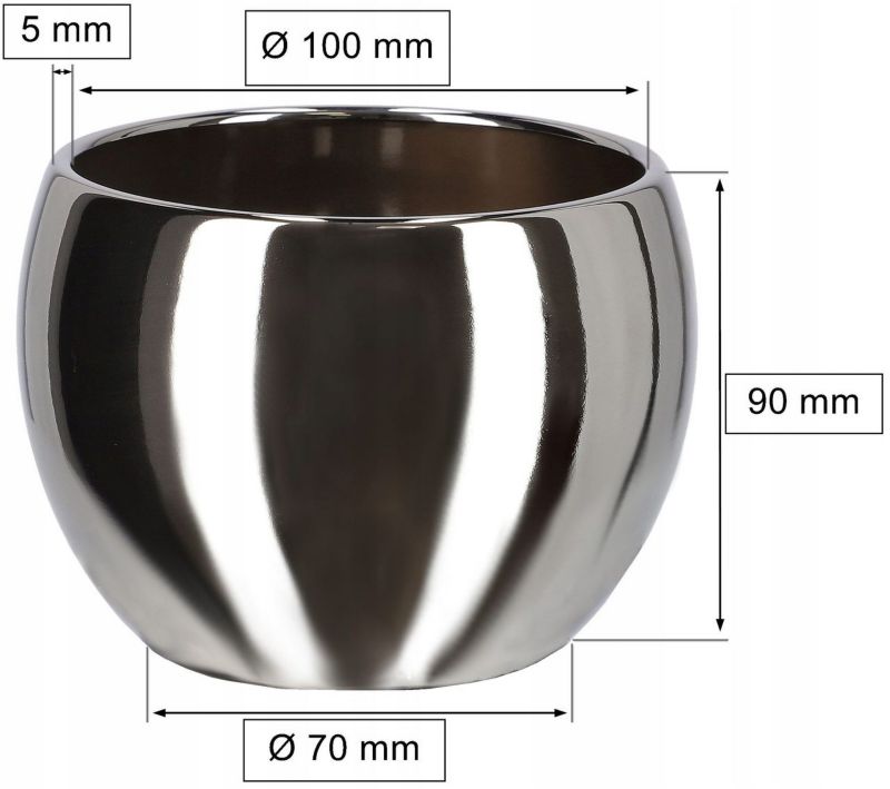 Doniczka ceramiczna KOTARBAU 10 cm srebrna 1 szt.