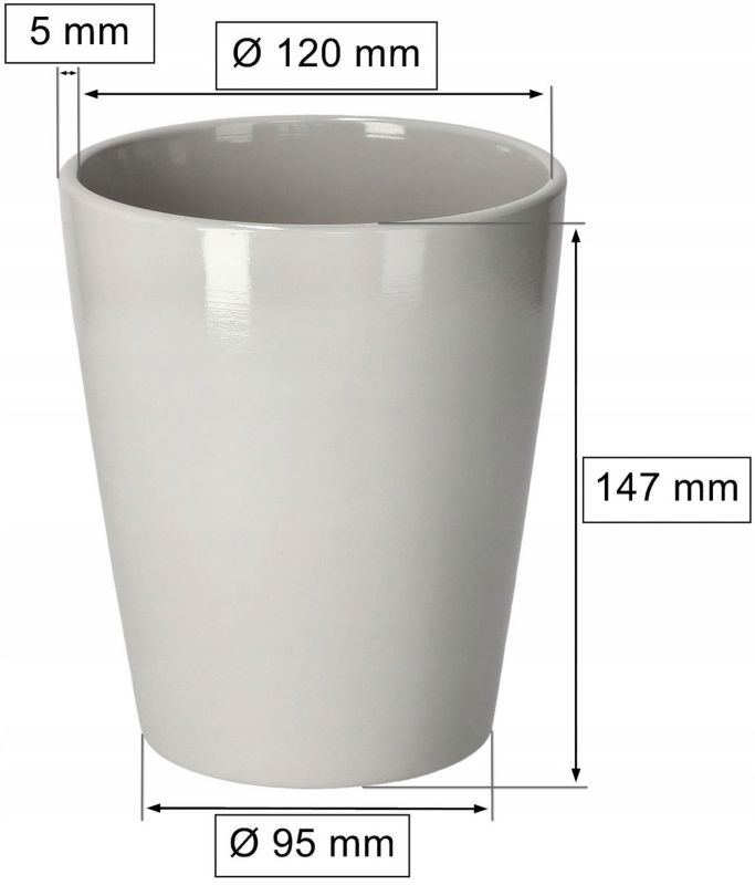Doniczka ceramiczna KOTARBAU 12 cm szara 2 szt.
