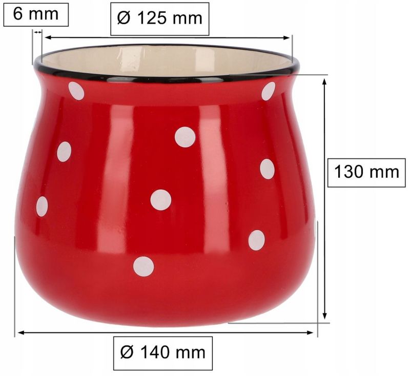 Doniczka ceramiczna KOTARBAU 125 mm w grochy 1 szt.