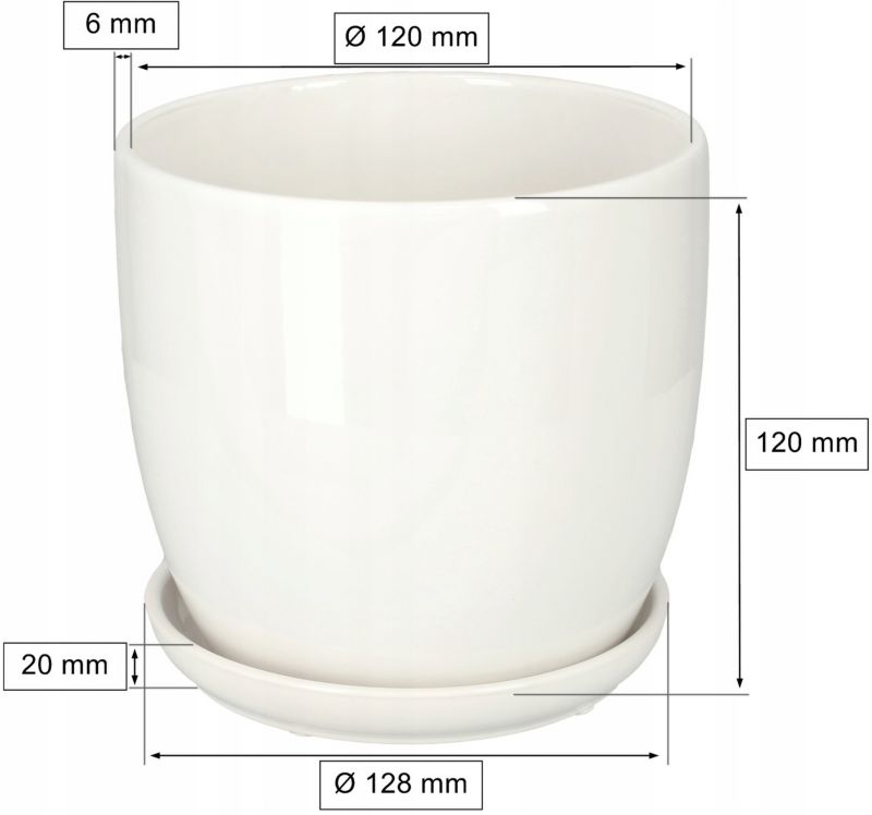 Doniczka ceramiczna KOTARBAU biała 120 mm 2 szt.