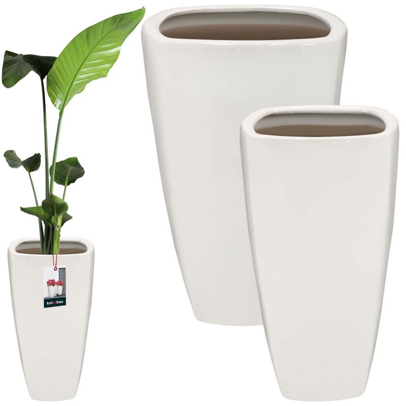 Doniczka ceramiczna KOTARBAU biała z odpływem 2 szt.