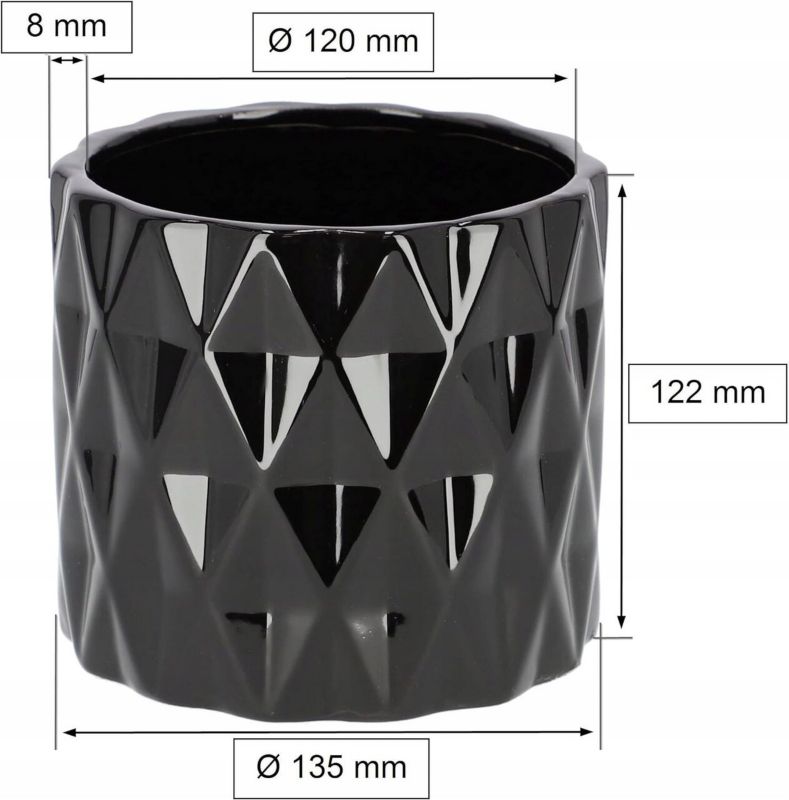 Doniczka ceramiczna KOTARBAU cylinder czarna 12 cm 1 szt.