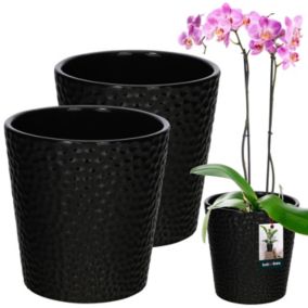 Doniczka ceramiczna KOTARBAU czarna 9,5 cm 2 szt.