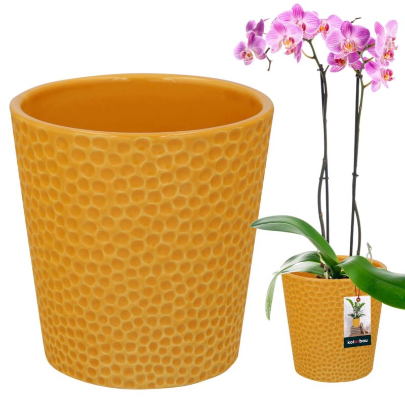 Doniczka ceramiczna KOTARBAU musztardowa 9,5 cm 1 szt.