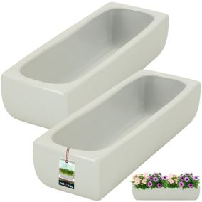 Doniczka ceramiczna KOTARBAU podłużna szkliwiona biała 31 cm 2 szt.