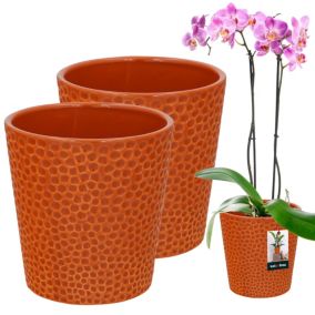 Doniczka ceramiczna KOTARBAU pomarańczowa 12 cm 2 szt.