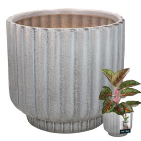 Doniczka ceramiczna KOTARBAU ryflowana okrągła 13 cm szary 1 szt.