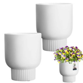Doniczka ceramiczna KOTARBAU szkliwiona biała 12 cm 2 szt.