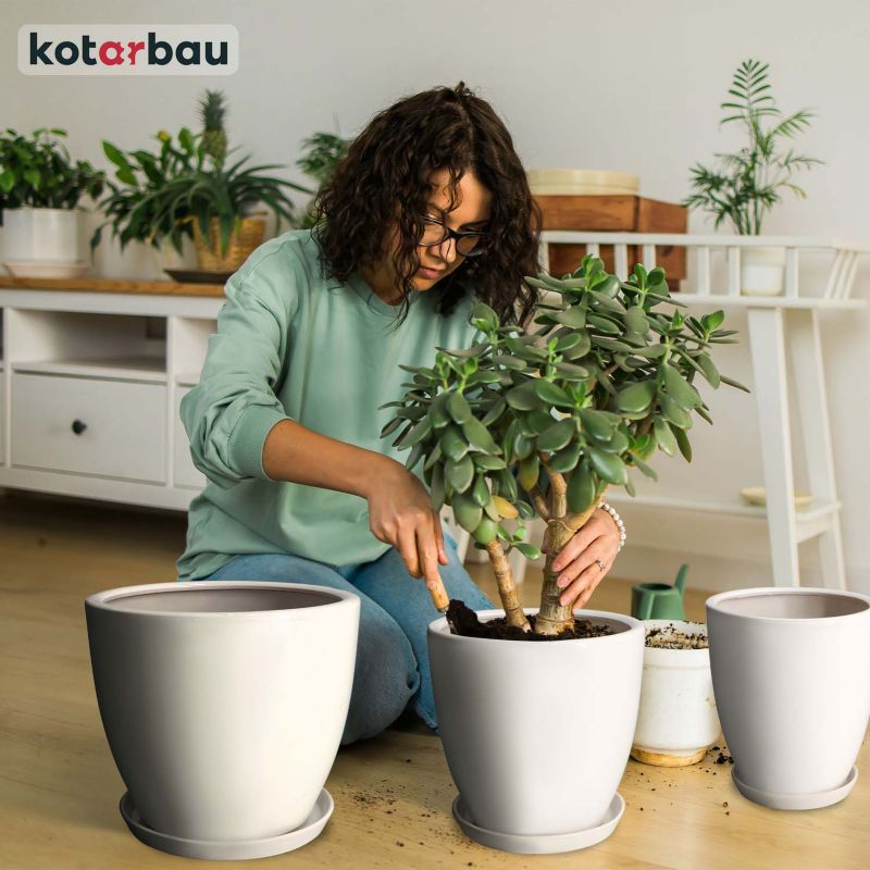 Doniczka ceramiczna KOTARBAU szkliwiona biała 26 cm 2 szt.
