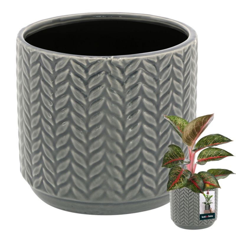 Doniczka ceramiczna KOTARBAU szkliwiona okrągła 12 cm szary 1 szt.