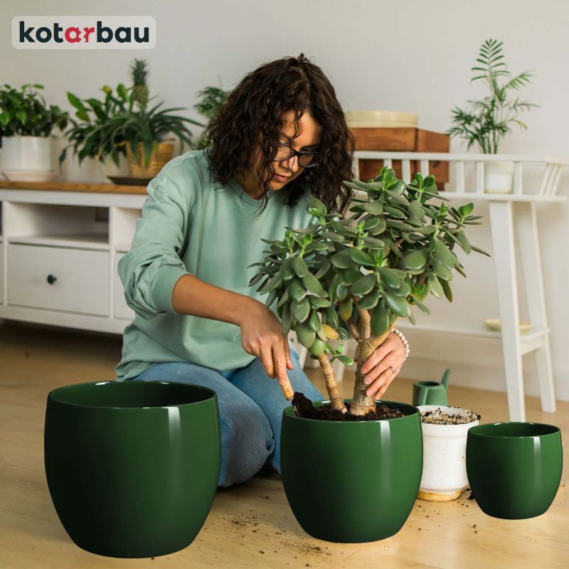 Doniczka ceramiczna KOTARBAU szkliwiona zielona 26 cm 1 szt.