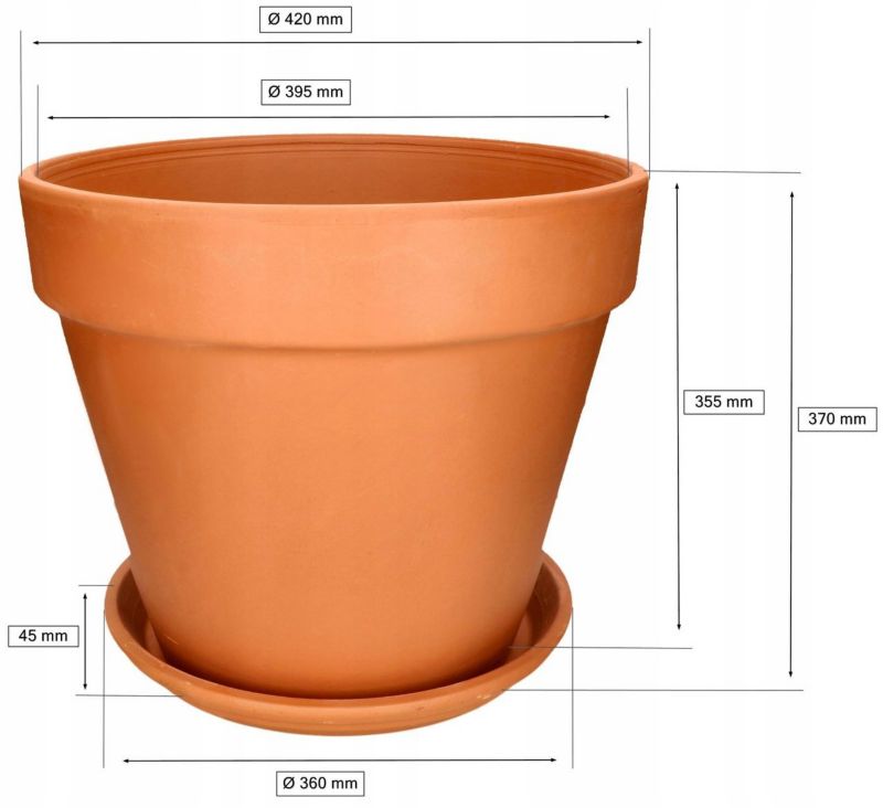 Doniczka ceramiczna KOTARBAU terakota podstawka 43 cm 1 szt.