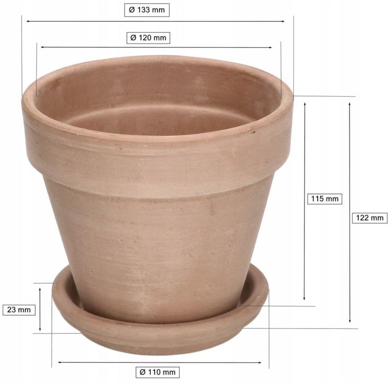 Doniczka ceramiczna KOTARBAU terakota z podstawką 13 cm 4 szt.