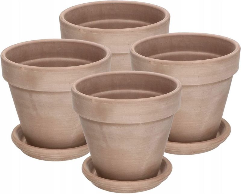 Doniczka ceramiczna KOTARBAU terakota z podstawką 15 cm 4 szt.