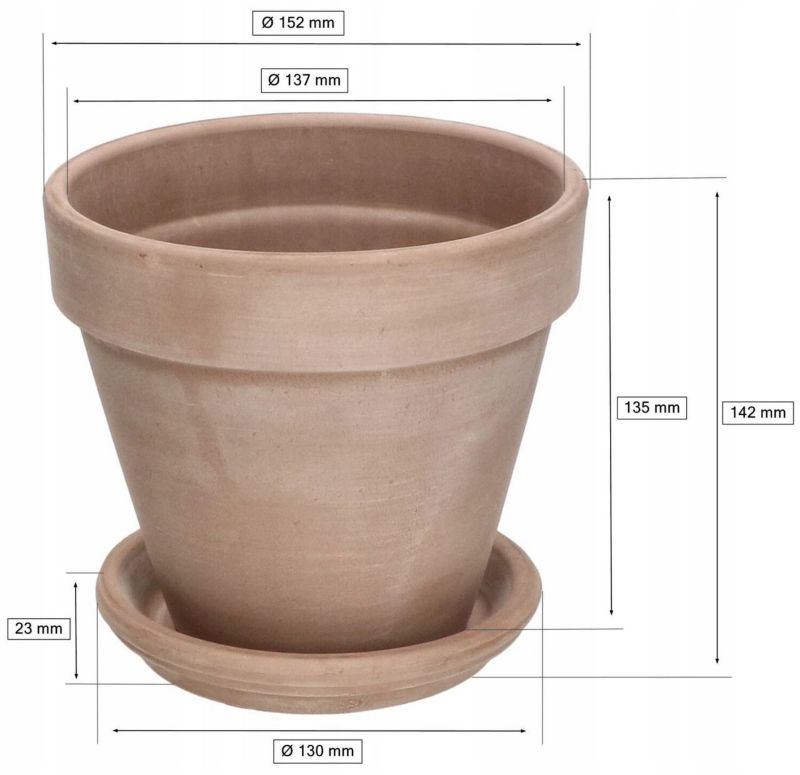 Doniczka ceramiczna KOTARBAU terakota z podstawką 15 cm 4 szt.