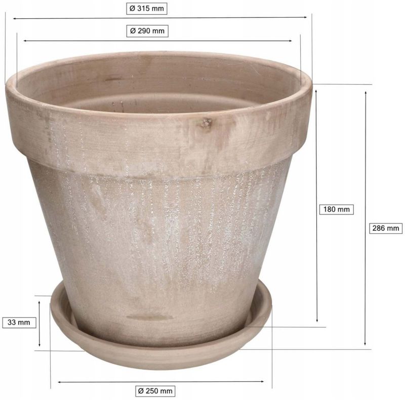 Doniczka ceramiczna KOTARBAU terakota z podstawką 31 cm 1 szt.