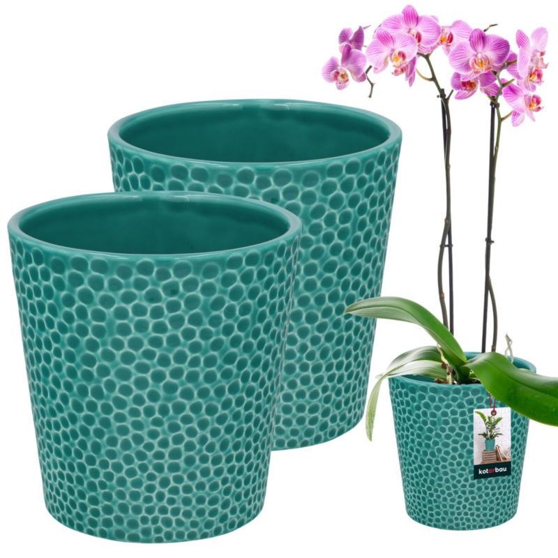 Doniczka ceramiczna KOTARBAU turkus 9,5 cm 2 szt.