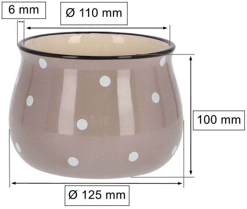 Doniczka ceramiczna KOTARBAU w grochy beżowa 110 mm 1 szt.