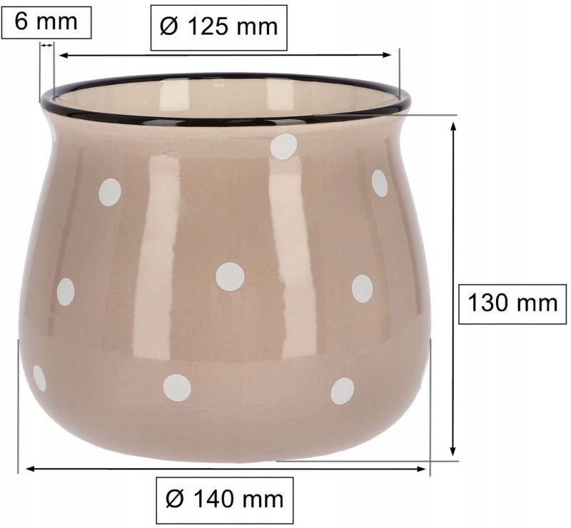 Doniczka ceramiczna KOTARBAU w grochy beżowa 125 mm 1 szt.
