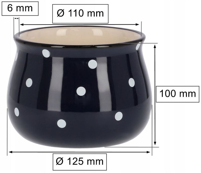 Doniczka ceramiczna KOTARBAU w grochy granatowa 110 mm 1 szt.