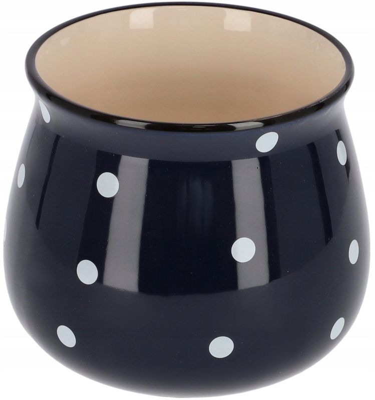 Doniczka ceramiczna KOTARBAU w grochy granatowa 125 mm 1 szt.