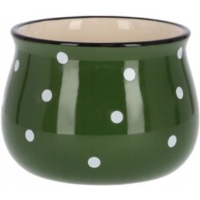 Doniczka ceramiczna KOTARBAU w grochy zielona 110 mm 1 szt.