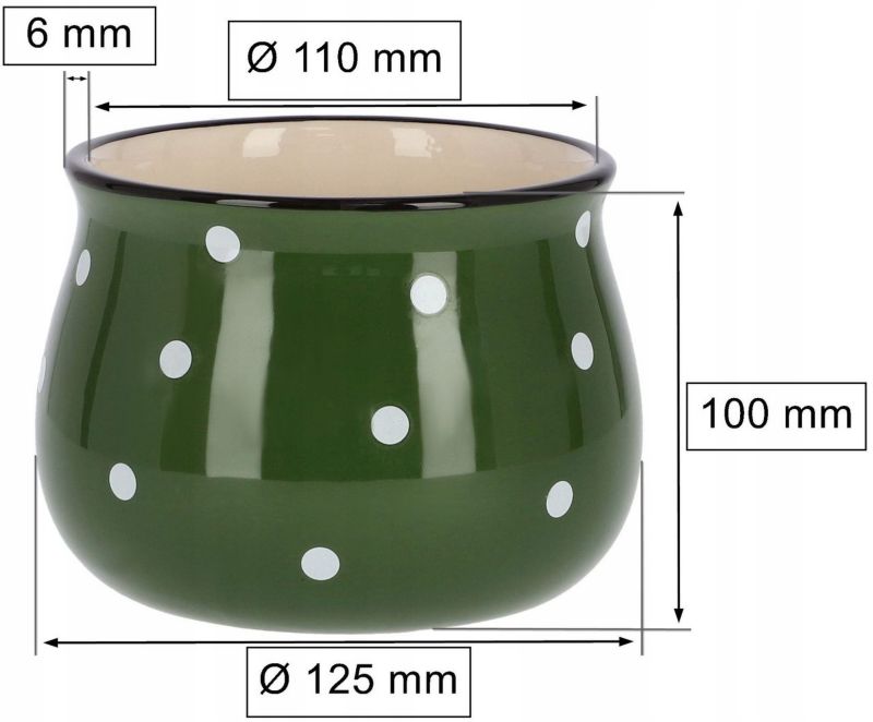 Doniczka ceramiczna KOTARBAU w grochy zielona 110 mm 1 szt.