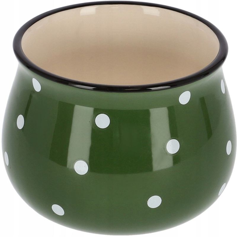 Doniczka ceramiczna KOTARBAU w grochy zielona 110 mm 1 szt.