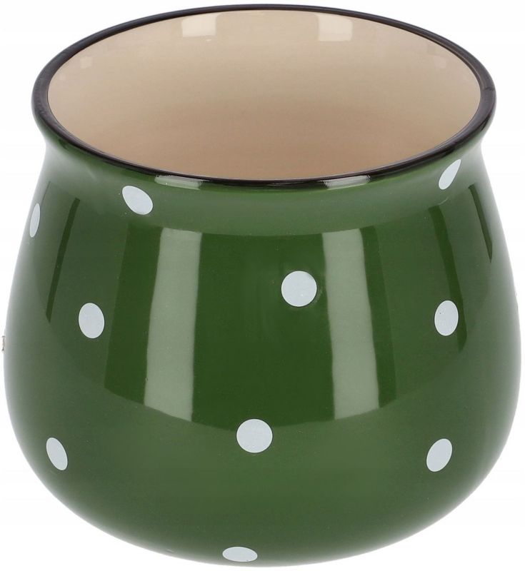 Doniczka ceramiczna KOTARBAU w grochy zielona 125 mm 1 szt.