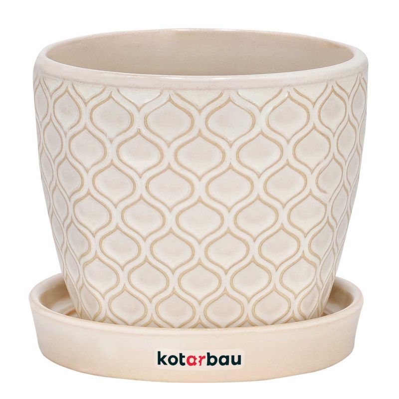 Doniczka ceramiczna KOTARBAU z podstawką 12 cm kremowa 1 szt.