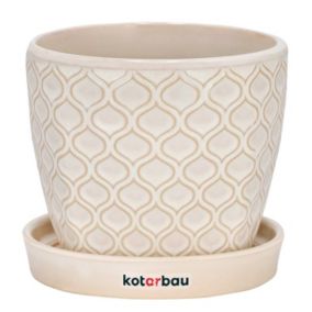 Doniczka ceramiczna KOTARBAU z podstawką 12 cm kremowa 1 szt.