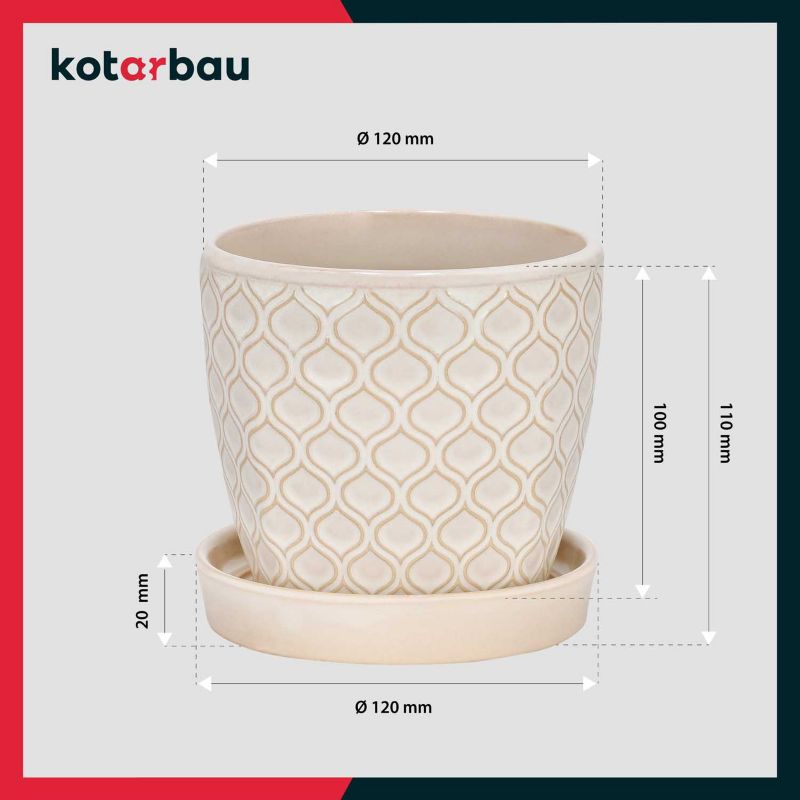 Doniczka ceramiczna KOTARBAU z podstawką 12 cm kremowa 1 szt.