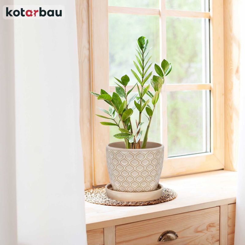Doniczka ceramiczna KOTARBAU z podstawką 12 cm kremowa 1 szt.