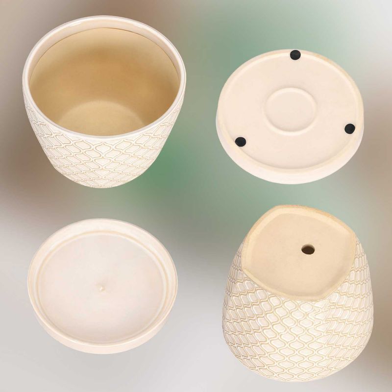 Doniczka ceramiczna KOTARBAU z podstawką 12 cm kremowa 1 szt.