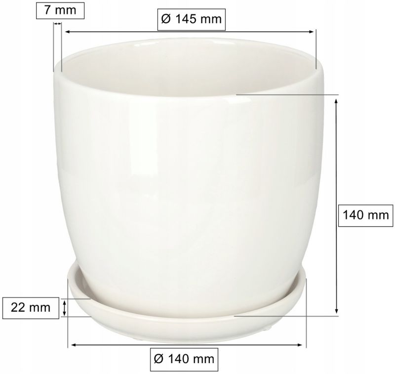 Doniczka ceramiczna KOTARBAU z podstawką biała 15 cm 1 szt.