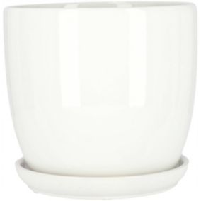 Doniczka ceramiczna KOTARBAU z podstawką biała 17 cm 1 szt.