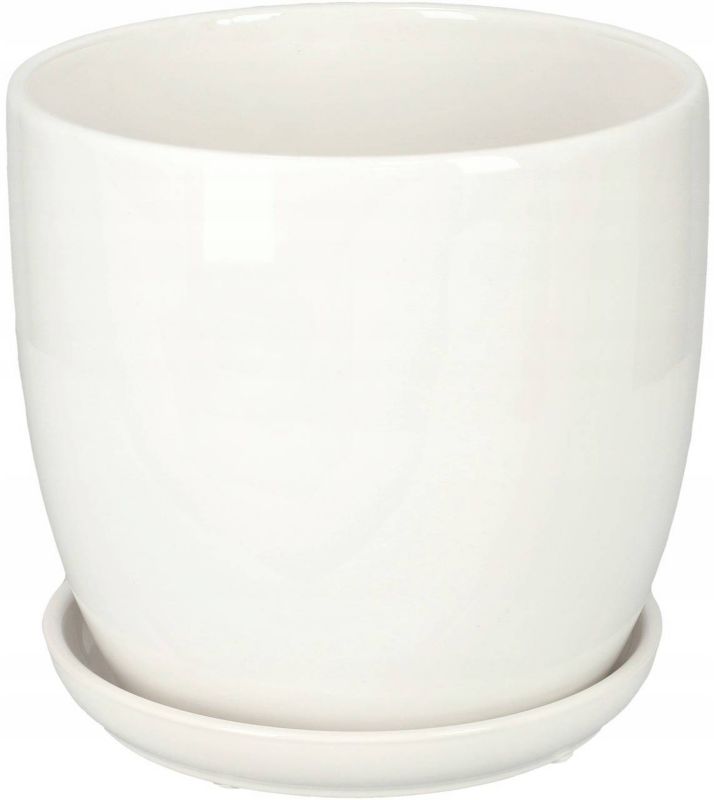 Doniczka ceramiczna KOTARBAU z podstawką biała 17 cm 1 szt.