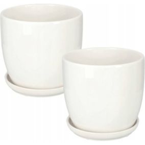 Doniczka ceramiczna KOTARBAU z podstawką biała 17 cm 2 szt.
