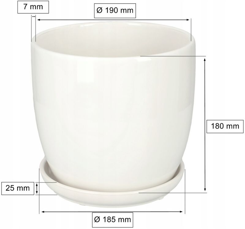 Doniczka ceramiczna KOTARBAU z podstawką biała 20 cm 1 szt.